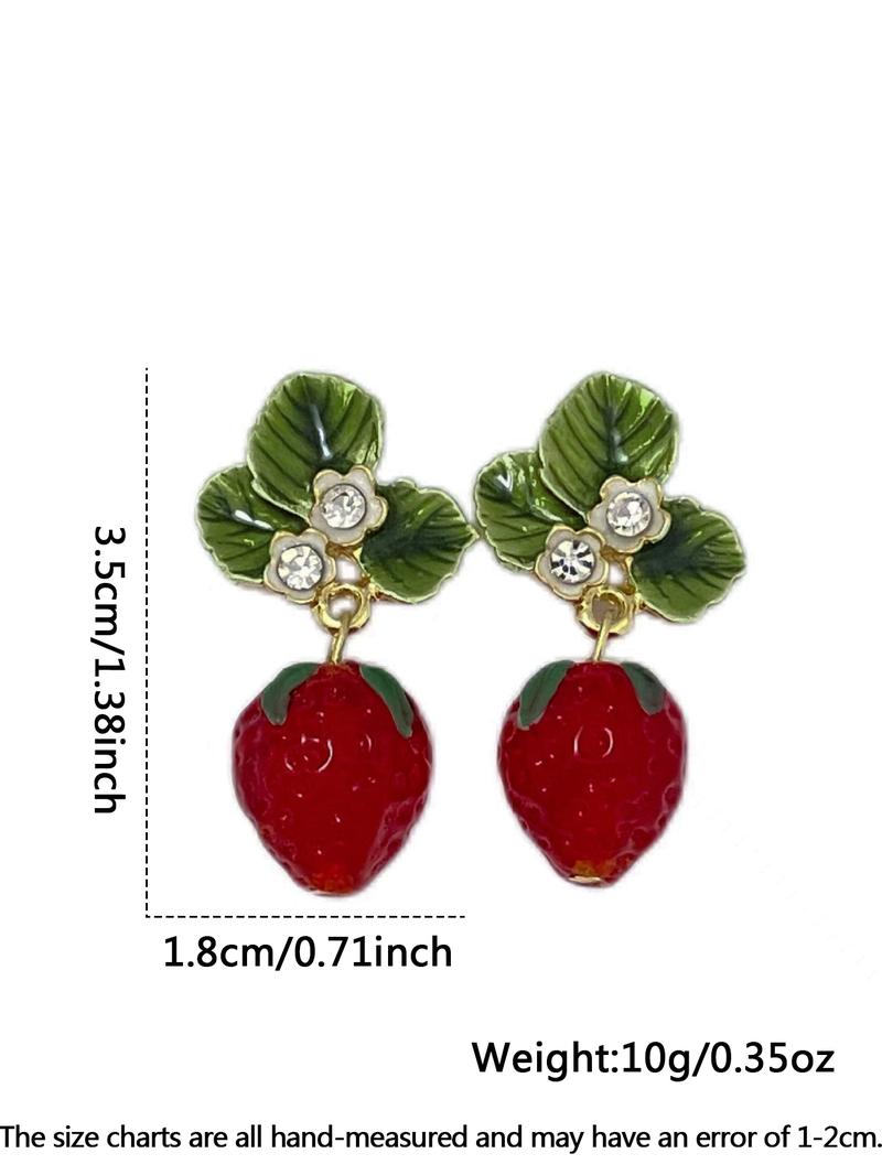 Cute Strawberry Design Dangle Earrings, Fashionable Jewelry for Women, Daily Clothing Decor, Trendy All-match & Exquisite Jewelry for Birthday Gift