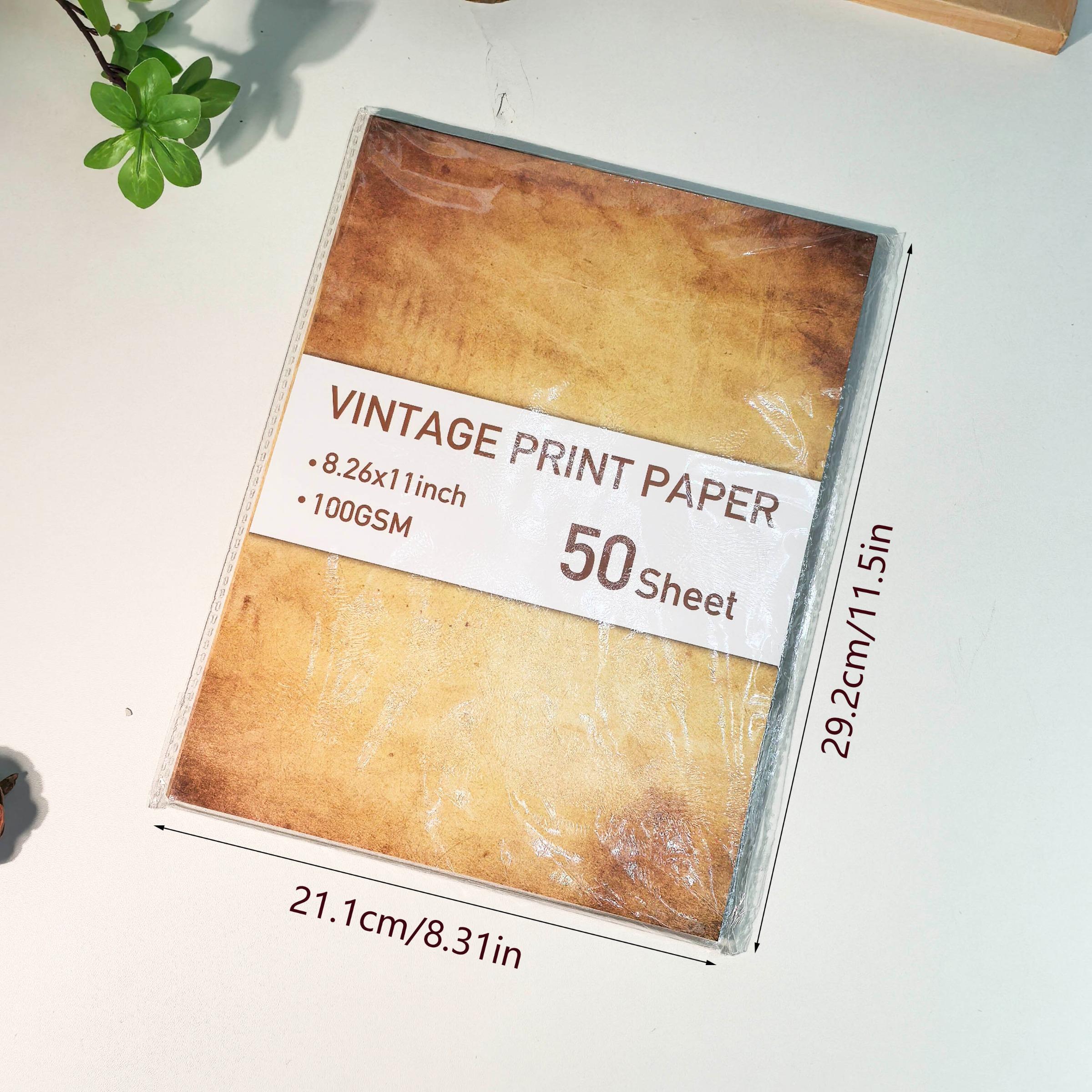 50 Sheets A4 Vintage Print Paper, Office Use, Greeting Cards, DIY Crafts, Holiday Stationery, Smooth Durable Writing Paper