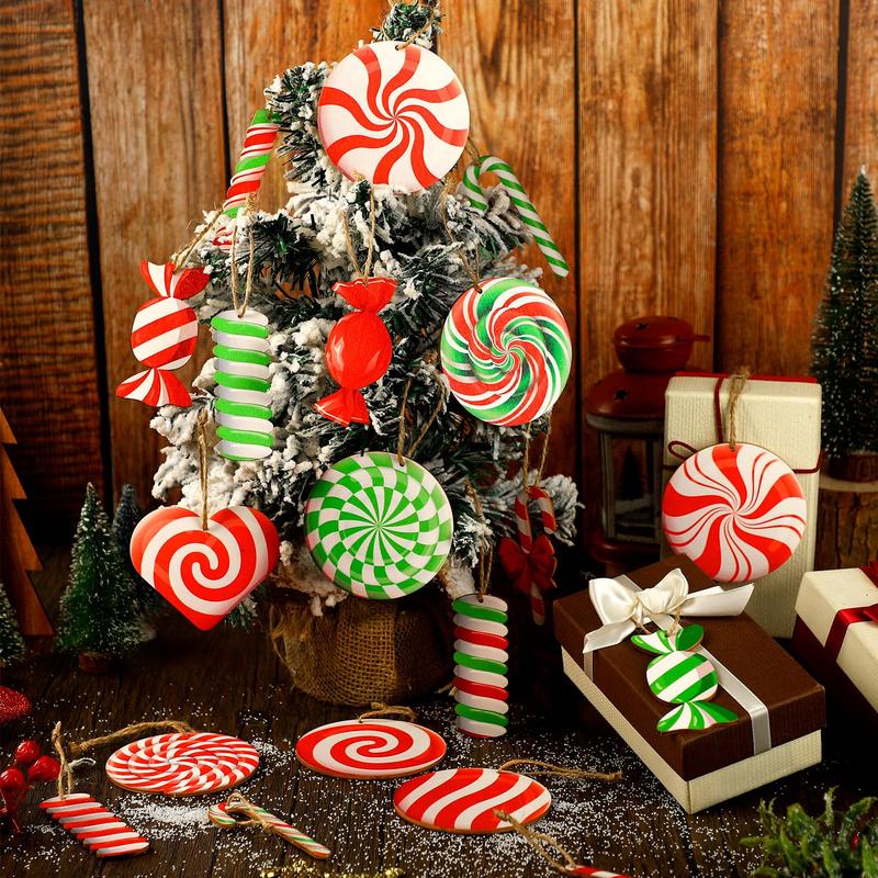 Christmas Clearance Sale Christmas Wooden Hanging Ornaments 40/36 Pcs Cartoon-Inspired Christmas Character Decor, Green Christmas Monster Decoration, Pink Christmas Tree Ornaments, Santa Candy Cane Gingerbread Ornament, Festival Party Home Xmas Tree Decor