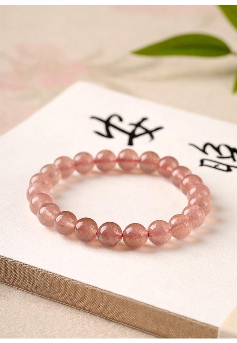 [Love Knocks Door] crystal bracelet, strawberry quartz single strand, unisex, daily wear gift, natural stone, love romance symbol