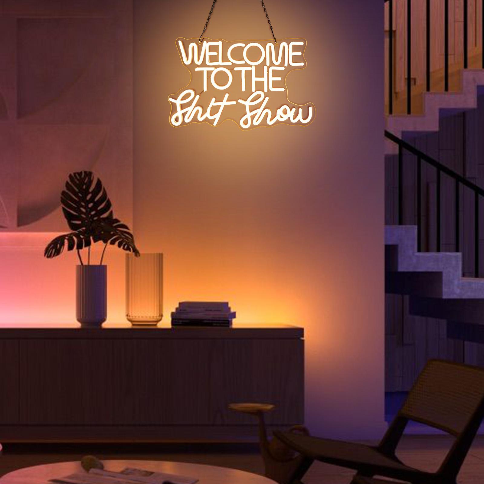 Serbasic Welcome to the Shit Show Neon Sign Neon Light Dimmable with ON/OFF Switch for Wall Decor Living Room Hotel Bar Club Beach Wedding Valentine's Day Birthday Party Gifts Artwork Bedroom Home Decor Interior