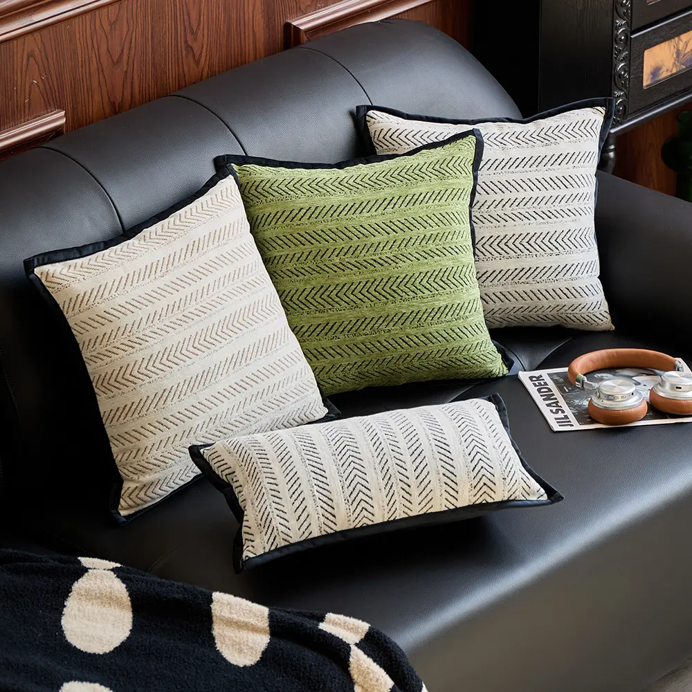 Chenille Pillow Covers Luxury High End Living Room Throw Pillow Cases Herringbone Jacquard Vintage Artistic Sofa Cushion Covers For Home Decor