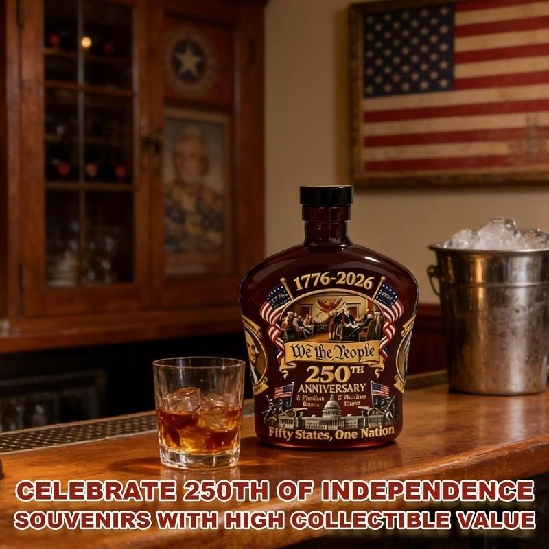 U.s. 250th Anniversary Commemorative Whiskey Bottle, Personal Reserve Glass Decanter, Ideal for Whisky, Bourbon, Scotch, Wine