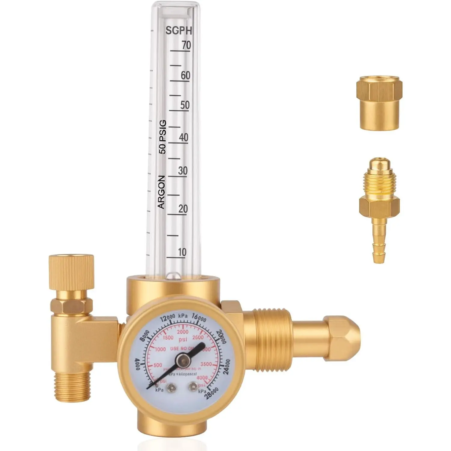 Argon CO2 Regulator with CGA-580 Inlet| 0-4000 PSI Gas Pressure Regulator for TIG MIG Machines, High Flow for Argon Gas