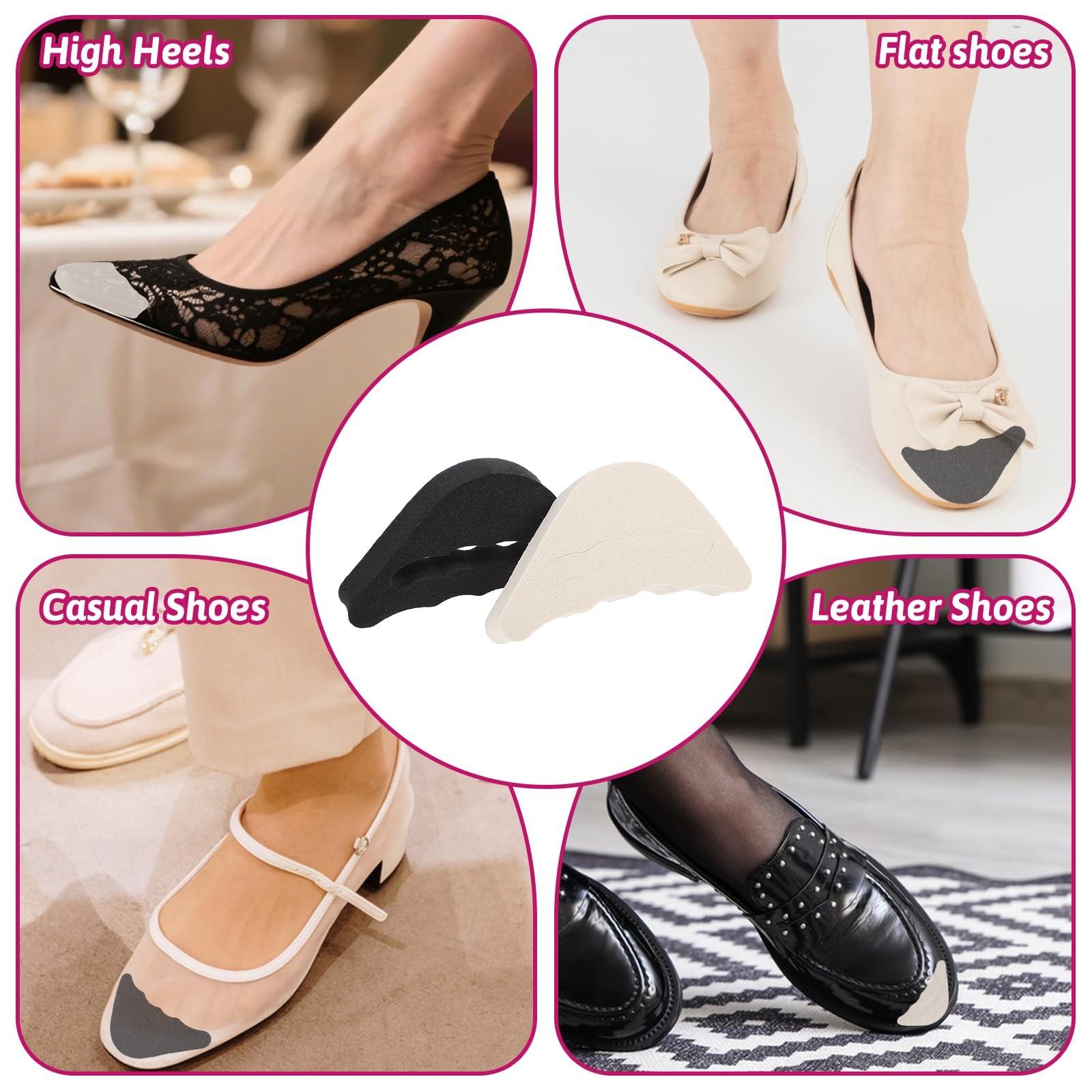 2 Pairs Adjustable Toe Filler Pads. Soft Sponge Toe Cushion Inserts Fit High Heels, Casual Shoes, Flat Shoes And Sneakers. Reusable Toe Gap Fillers For Loose Shoes, Effectively Improve Wearing Comfort. Toepads
