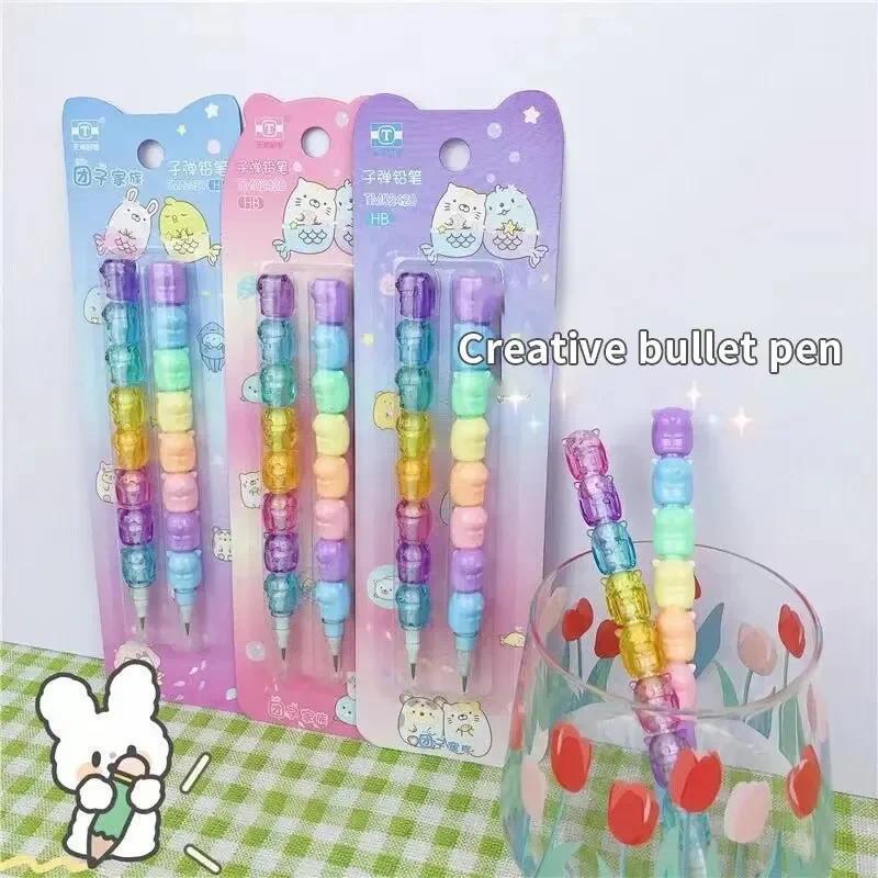 2pcs/Set Cute Bear Non Sharpening Mechanical Pencil Student Writing Pen School Office Supplies Pencil Stationery Gifts