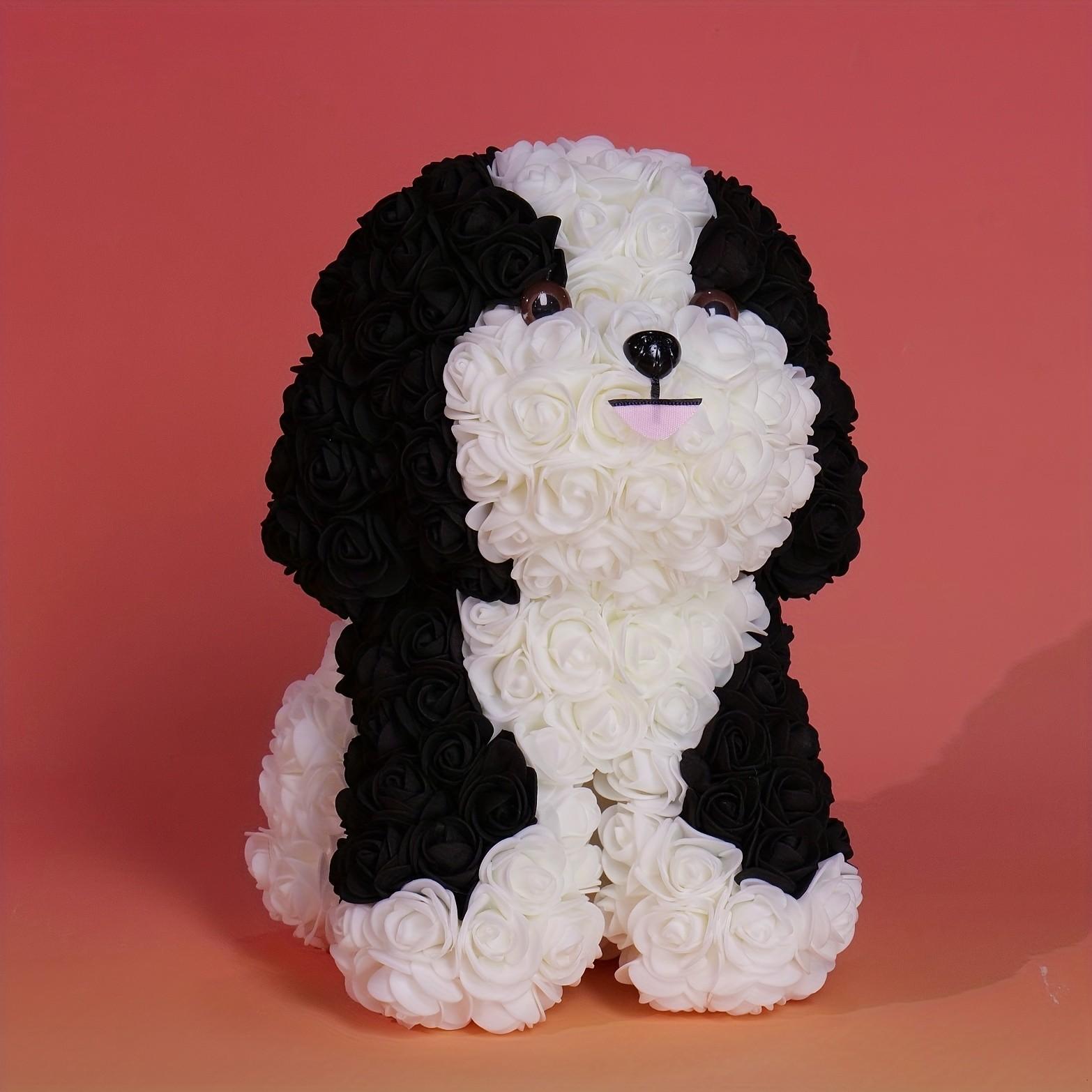 Cute Rose Flower Dog Ornament, 30cm Decorative Accessory for Home Decoration & Party Gifts, Perfect Gift Idea for Any Occasion