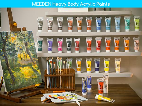 MEEDEN Acrylic Paint Set: 100ml/3.38oz x 40 Tubes - Heavy Body Acrylic Paint Set including 36 Colors & 4 x Titanium White Art Painting Art Supplies MEEDEN Acrylic Paint Set: 100ml/3.38oz x 40 Tubes - Heavy Body Acrylic Paint Set including 36 Colors & 4 x Titanium White Art Painting Art Supplies