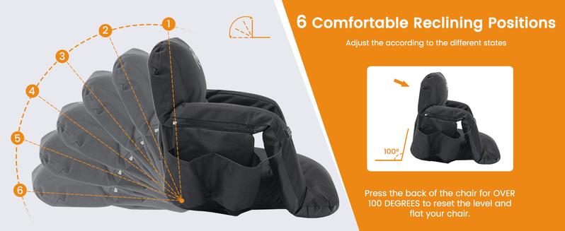 Lilypelle 21“/25” Wide Double Heated Bleacher Seat – 6-Position Recliner with Arms & Back, Portable for Sports & Outdoors, Power Bank Not Included