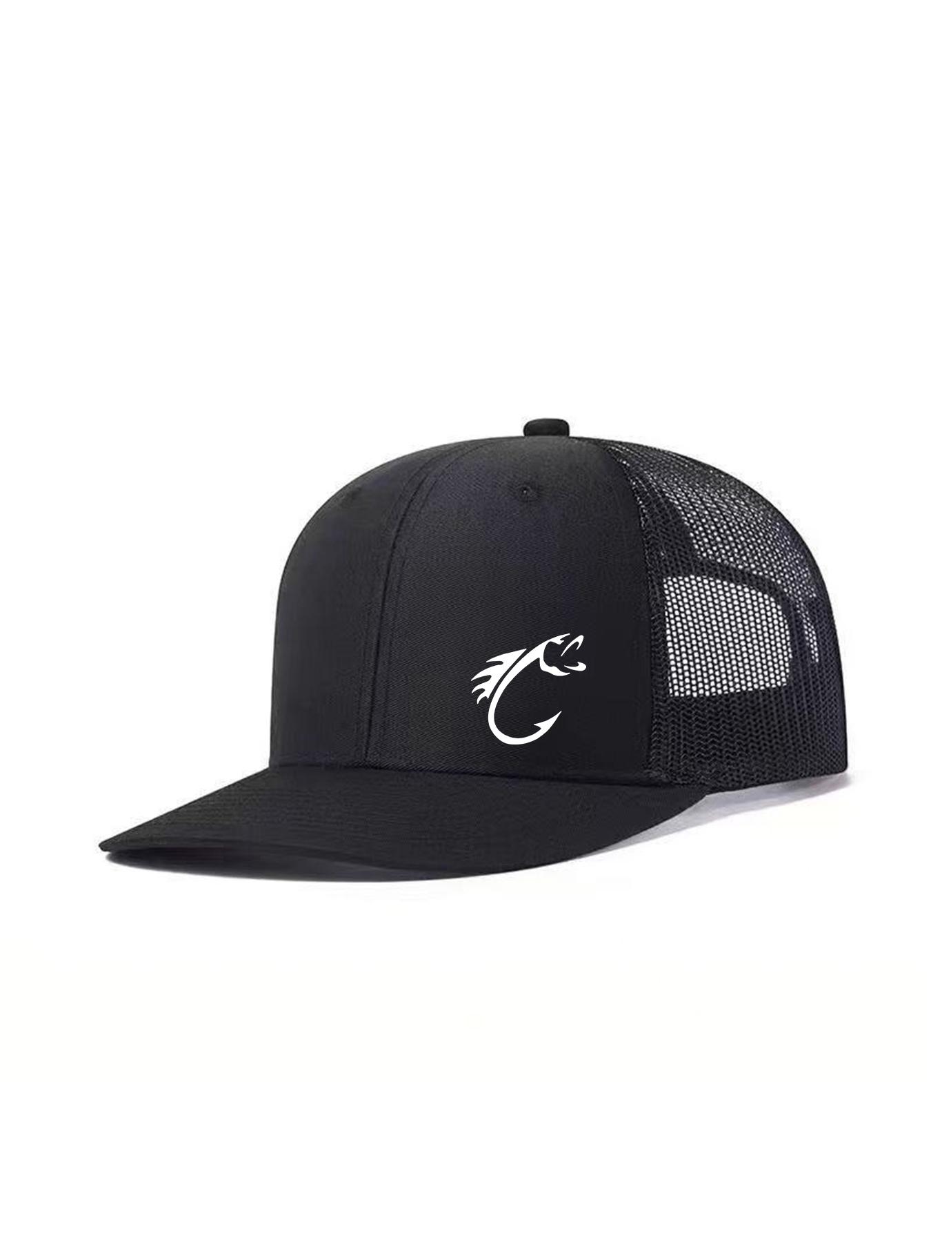 Neutral Fish Hook Pattern Printed Baseball Cap, Outdoor Fishing Cap, Adjustable Mesh Design, Casual Style Suitable for Outdoor Activities, Snapback Trucker Hats