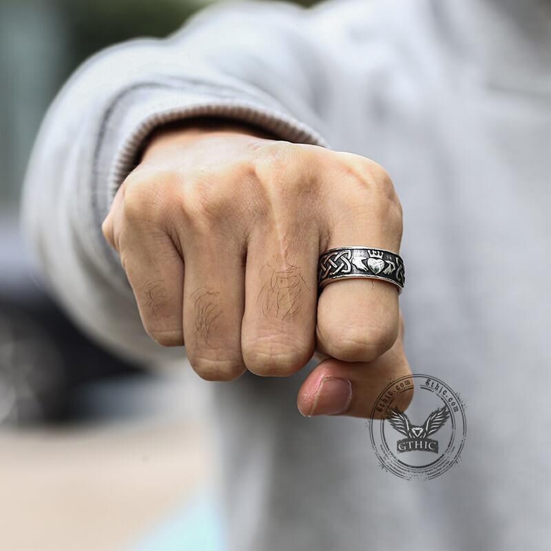 GTHIC Irish Claddagh Stainless Steel Viking Ring for Men and Women Couple Ring With Gift Box Mother's Day Gift