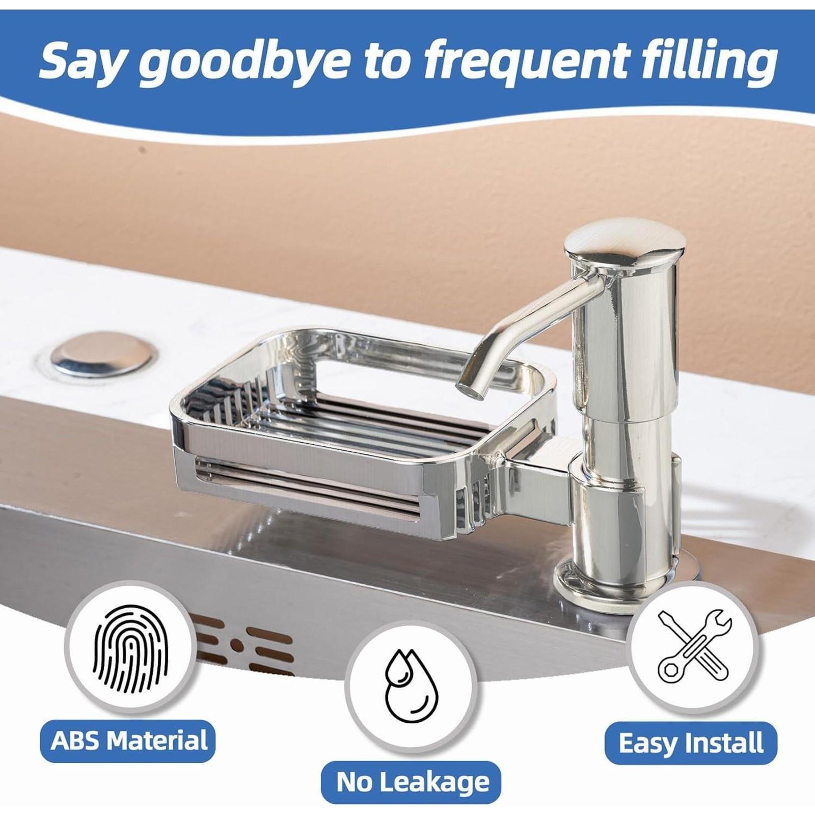 Soap Dispenser for Kitchen Sink - Built-in Soap Dispenser Pump with Sponge Holder, 38" Extension Tube Kit, Good Suction Power - Set