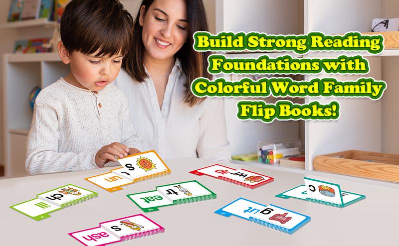 30 Read and Rhyme Flip  Books,Reading and Rhyming word,Prefixes Word Families, Learn to Read
