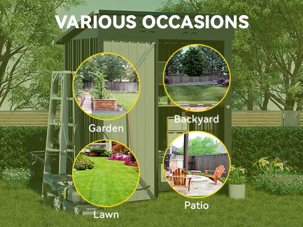 COMHOMA 5x3FT Shed Outdoor Storage Shed Metal,Lockable Door Tool Sheds with Sloping Roof,Steel Garden Shed with Air Vent for Backyard,Patio,Lawn