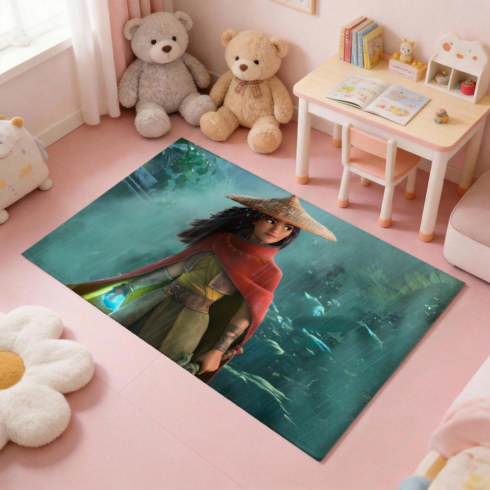 R-RayaandtheLastDragon MOVIE Floor Mat Thickened Soft Flannel Rug – Non-Slip, Absorbent & Wear-Resistant Indoor Mat for Entryway, Living Room & Daily Home Use