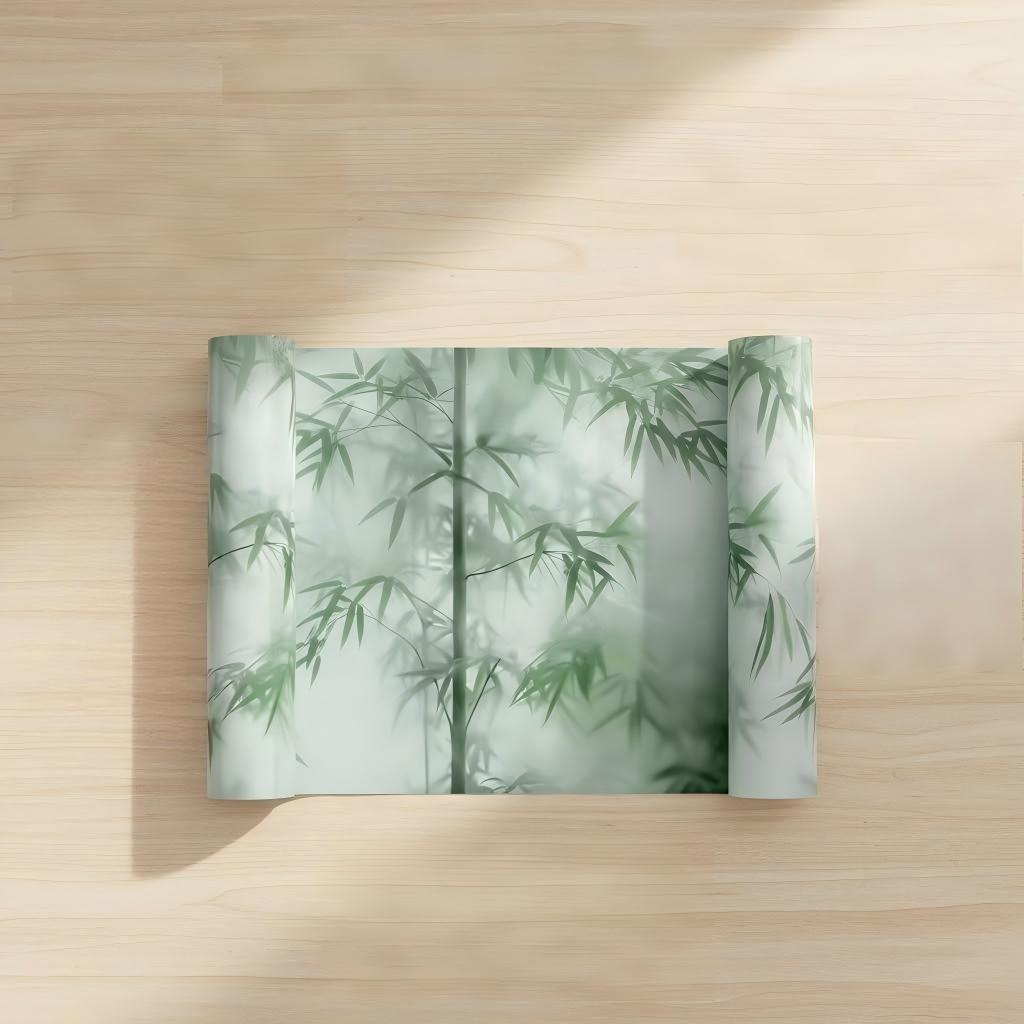 Bamboo Shadow Privacy Window Film, Adhesive-Free Static Window Film, Removable Kitchen Window Sticker, UV Protection Cuttable Window Decal