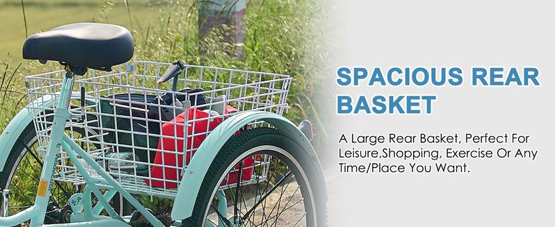 MOONCOOL Adult Tricycles 7 Speed 20/24/26 inch Three Wheel Bike Cruiser Trike with Low-Step Through Frame/Large Basket for Men, Women, Seniors
