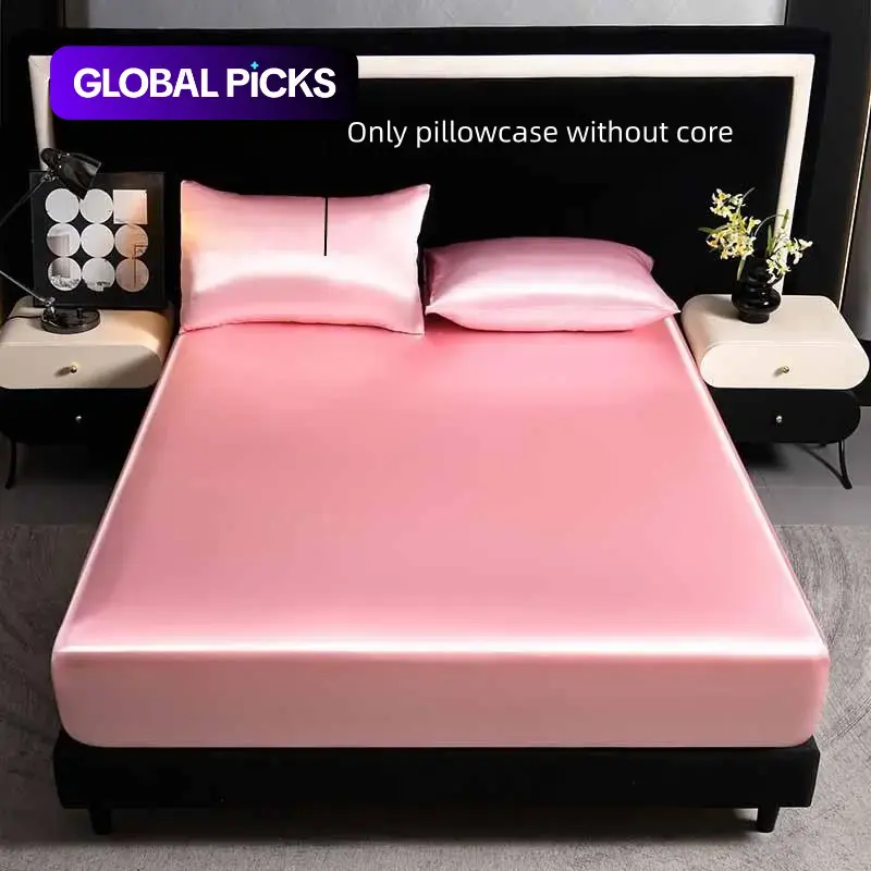 2/3Pcs Silky Satin Solid Color Bed Sheet Set, Breathable Cooling Sheets, Durable Sheets, Soft Fitted Sheet, Skin-Friendly & Breathable, Mattress Cover, Silk-Like Bedding for Bedroom/Hotel, Multiple Sizes Available, Bedsheets