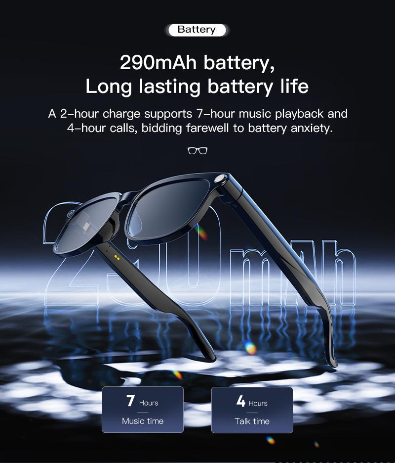 Lifebee with HD Camera, Support Photography & Video Recording, Answer Calls, Play Music, 290mah Battery, Long-Lasting, Wearable Smart Glasses