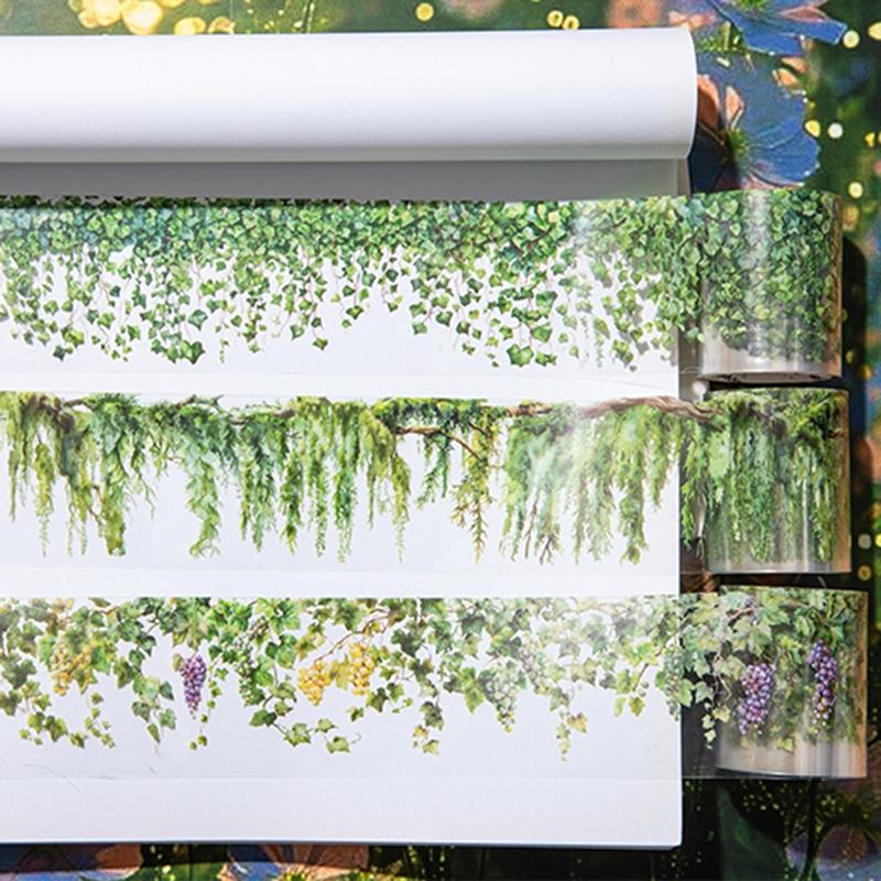 Mountain Vine Theme DIY Scrapbook Stickers Roll, Graphic Decal, Pet Tape Decorative Journal Album, Handmade Craft Supplies for Creative Projects