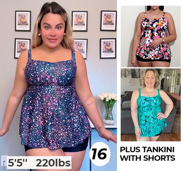 Aqua Eve Women Plus Size Tankini Swimsuits with Shorts Bathing Suits Two Piece Swimwear