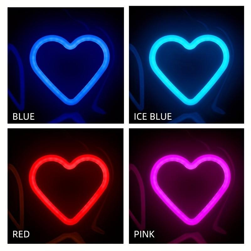 Solar Heart LED Car Light, Ice Blue Blue Colors, No Wiring Needed, Cute Car Decoration, Warm Home Atmosphere, Internal Use