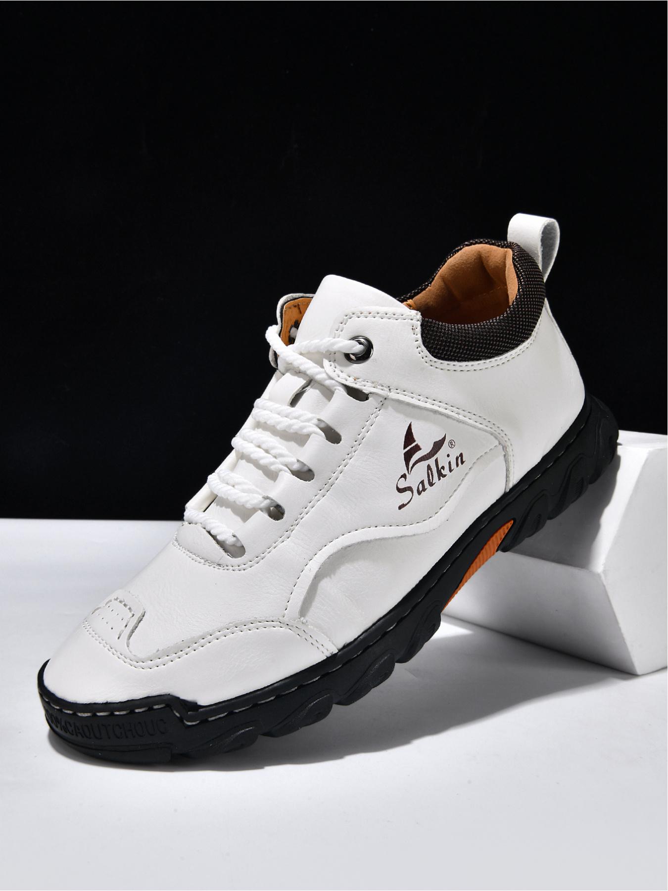 Men's Retro Outdoor Work Shoes, Hand-Stitched Mid-Top Casual Sneakers, Soft Sole Non-Slip Hiking Boots