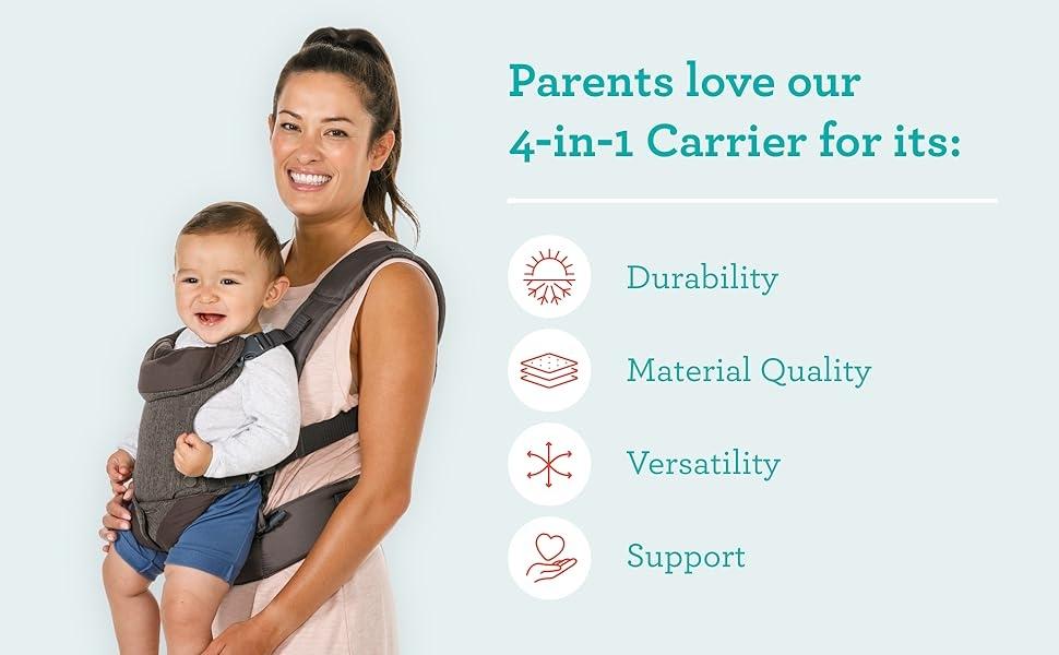Hands-Free Baby Cozy Wrap Carrier, Flip 4-in-1 Advanced Adjustable Lightweight Infant Carrier Ergonomic, Convertible Face in or Out or Front, Ergonomic, Travel with Baby Easily, Relieve Fatigue, Newborns and Older Babies, Maximum Load Bearing 32 lbs, Gray