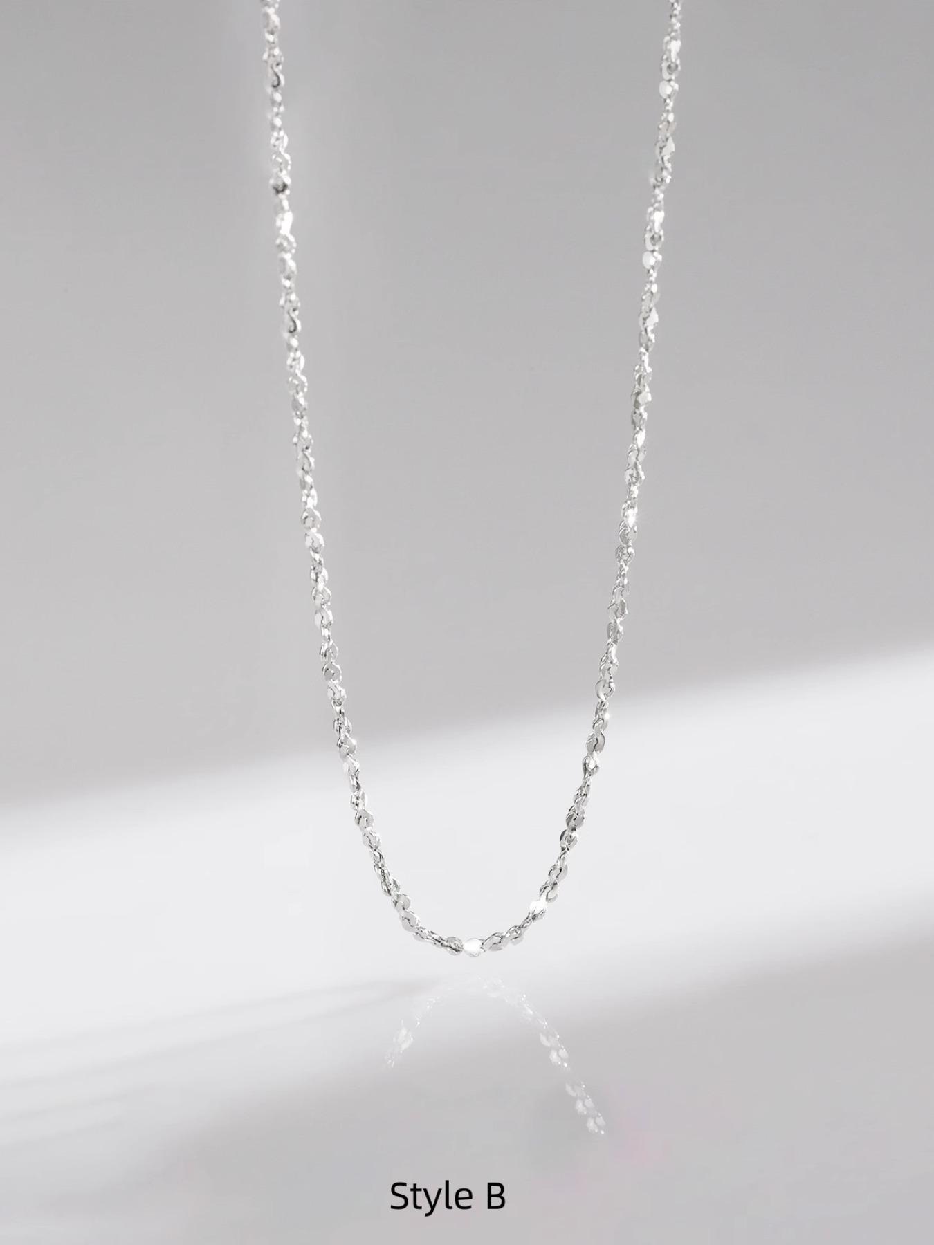 925 Sterling Silver Simple Chain Necklace, Minimalist Chain Necklace, Fashion Jewelry for Party, Daily Decor, Trendy All-match & Exquisite Jewelry for Birthday Gift