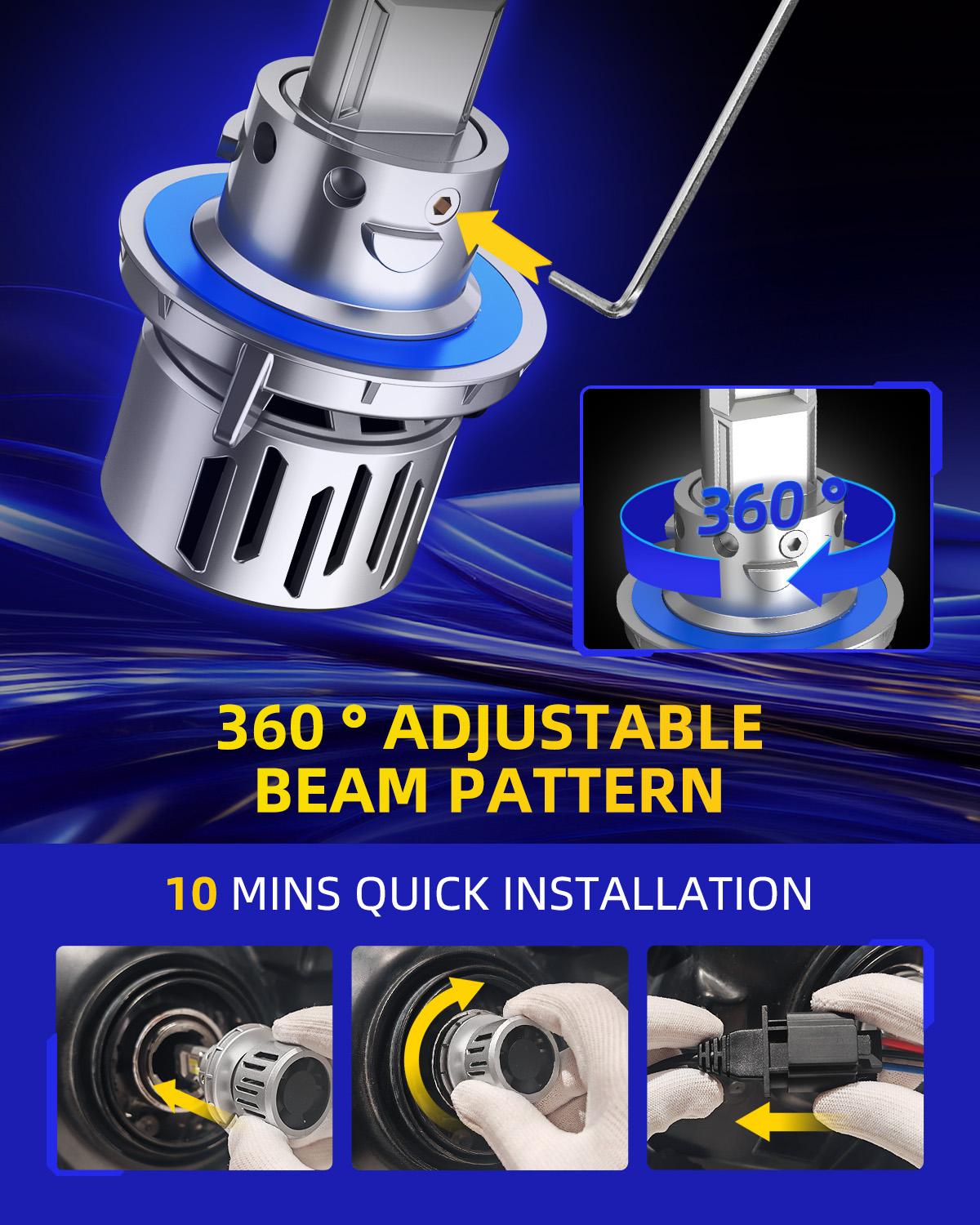 AUTOONE H13 9008 LED Headlight Bulb Conversion Kit Car Light Bulbs, 900% Brightness 6500K White,White Super Bright 6500K Halogen Replace, Pack of 2 AUTOONE H13 9008 LED Headlight Bulb Conversion Kit Car Light Bulbs, 900% Brightness 6500K White,White Super Bright 6500K Halogen Replace, Pack of 2