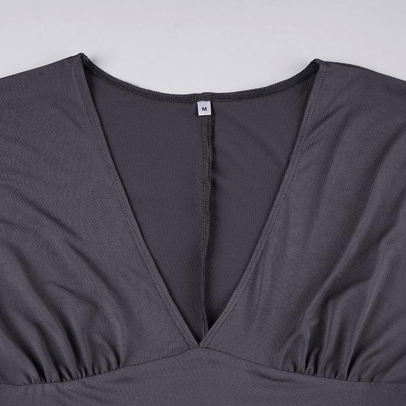 Women's V Neck Patchwork Ruched Batwing Sleeve a Line Loose Fit Fall Winter Y2K Casual Basic Tee, Comfortable Long Sleeve Top Women's V Neck Patchwork Ruched Batwing Sleeve a Line Loose Fit Fall Winter Y2K Casual Basic Tee, Comfortable Long Sleeve Top