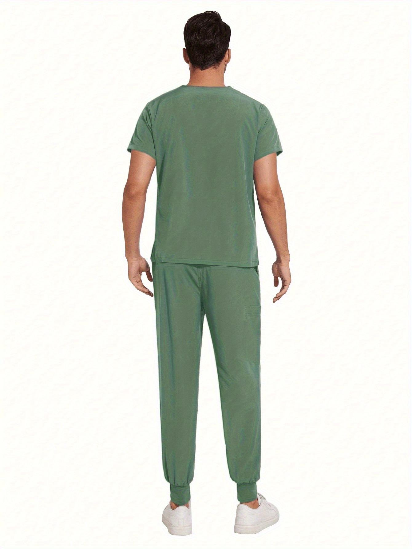 Mens M-edical Scrubs Set Short Sleeve Hand Washing Uniform Breathable D-ental Doctor S-urgical Workwear Outfit