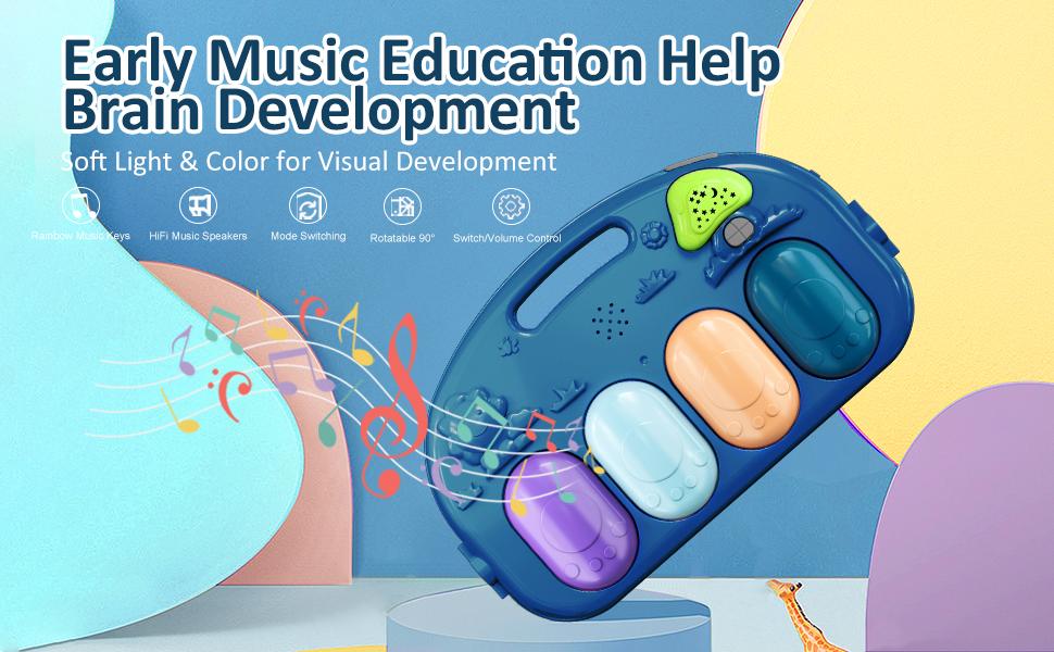 dearlomum Baby Play Mat Blue Giraffe Design with 5 Sensory Toys Music Lights for Newborns 0-36 Months Multifunctional Rubber Playmat Playpen Gift for Boys & Girls dearlomum Baby Play Mat Blue Giraffe Design with 5 Sensory Toys Music Lights for Newborns 0-36 Months Multifunctional Rubber Playmat Playpen Gift for Boys & Girls