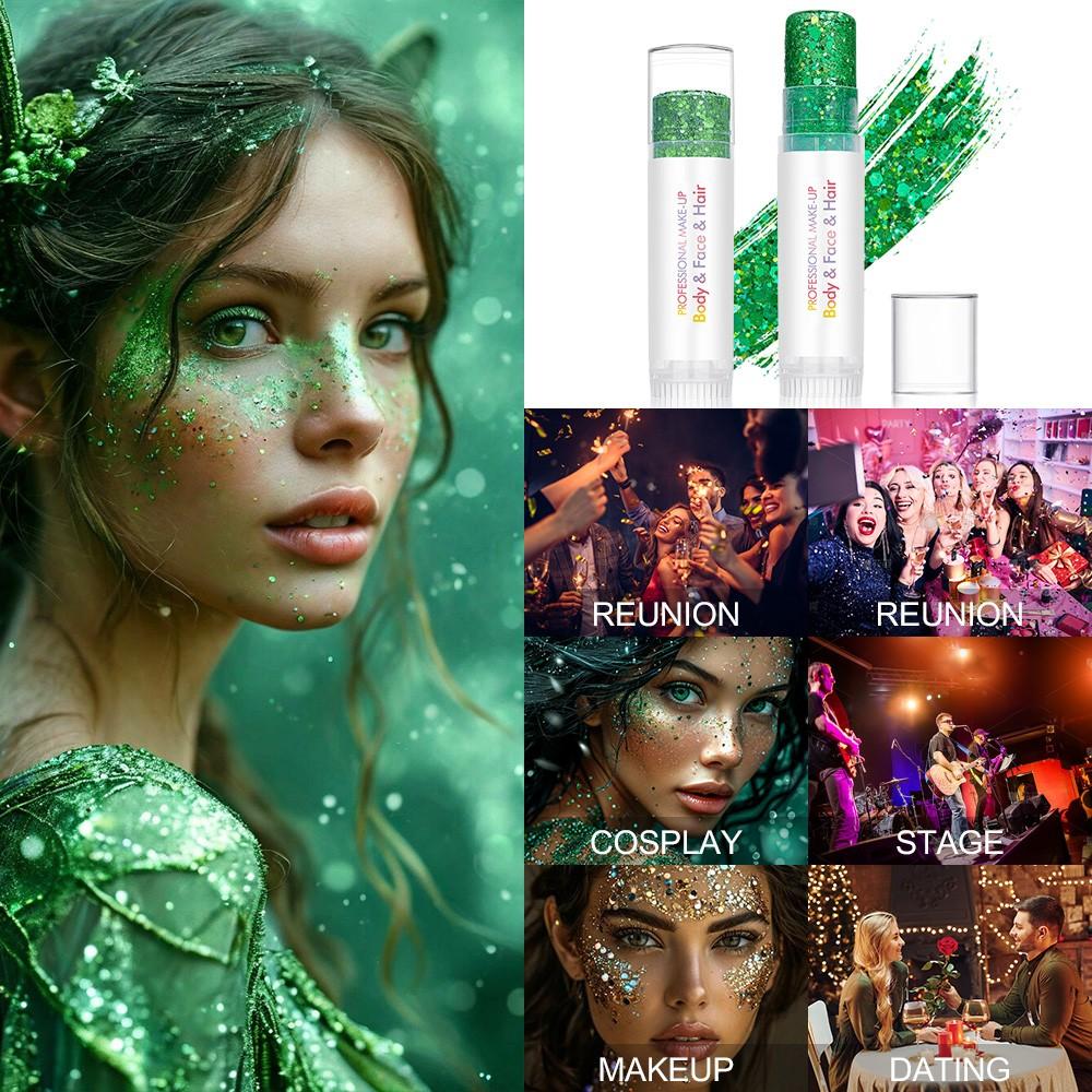 Single Pack Diaoni Christmas Party Glitter Balm, Long-Lasting Shimmer, Face Body Hair Use, Cosplay Essential, Halloween Party Dance Event