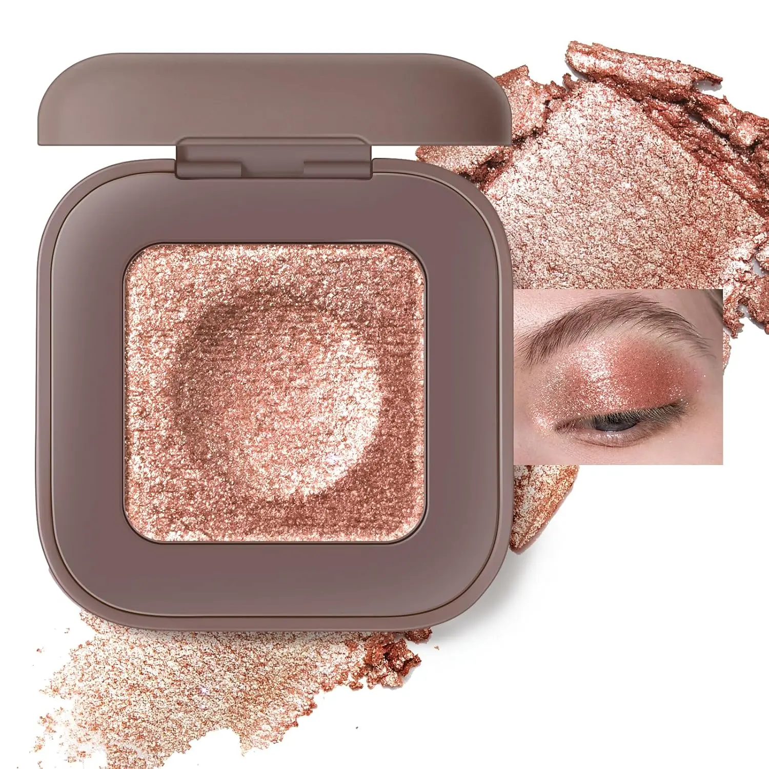 Duochrome Champagne Pink Silver Glitter Eyeshadow Palette, Holographic Multichrome Rich Color Shimmer Metallic Eye Shadow, Color Shift Diamond Sparkle Eye Brightener Palette Fairy Makeup#01