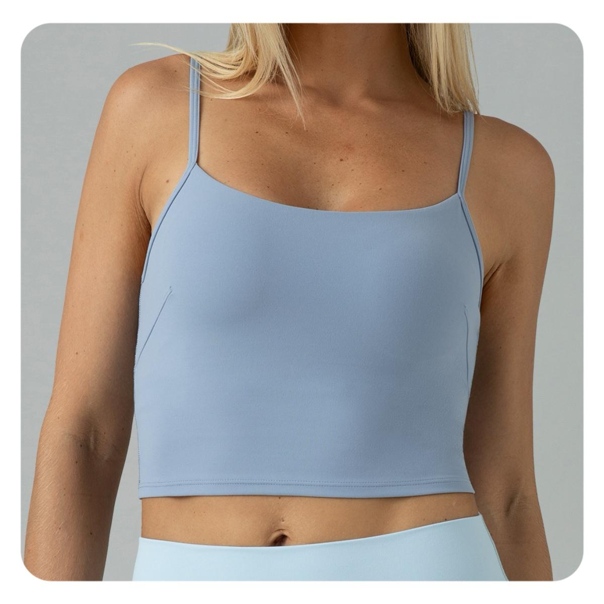 Colorfulkoala Women's Dreamlux Crop Tank Tops with Built in Bra Adjustable Workout Yoga Camisole