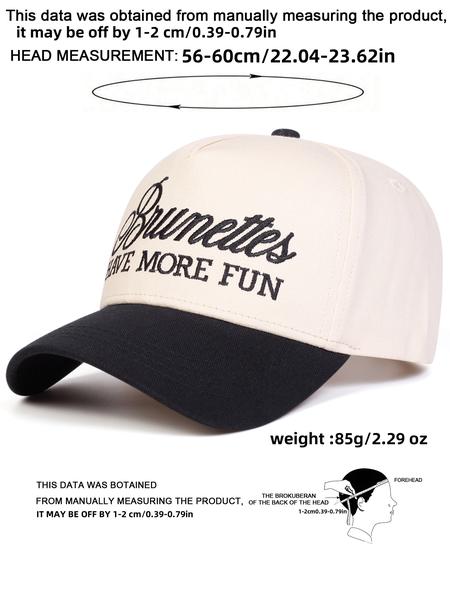 Unisex Brunettes Letter Embroidered Baseball Cap, Adjustable Outdoor Sun Protection Hat, Casual Fitted Woven Fabric for All Seasons, High Quality Hat