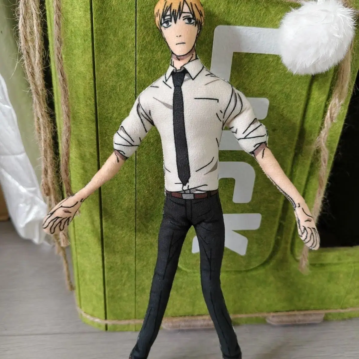 Chainsaw Man Denji Power Makima Cosplay Plush Doll Dual-Sided Reversible Face Abstract Figure Poseable Wire Skeleton Gift