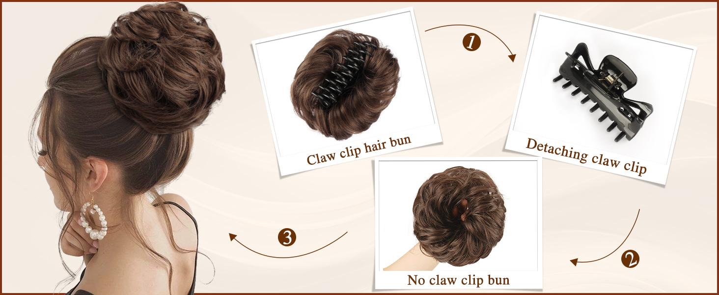 SOFEIYAN Claw Clip Messy Bun Hair Piece Wavy Curly Hair Bun Clip in Claw Chignon Ponytail Hairpieces Synthetic Tousled Updo Hair Extensions Scrunchie Hairpiece for Women SOFEIYAN Claw Clip Messy Bun Hair Piece Wavy Curly Hair Bun Clip in Claw Chignon Ponytail Hairpieces Synthetic Tousled Updo Hair Extensions Scrunchie Hairpiece for Women