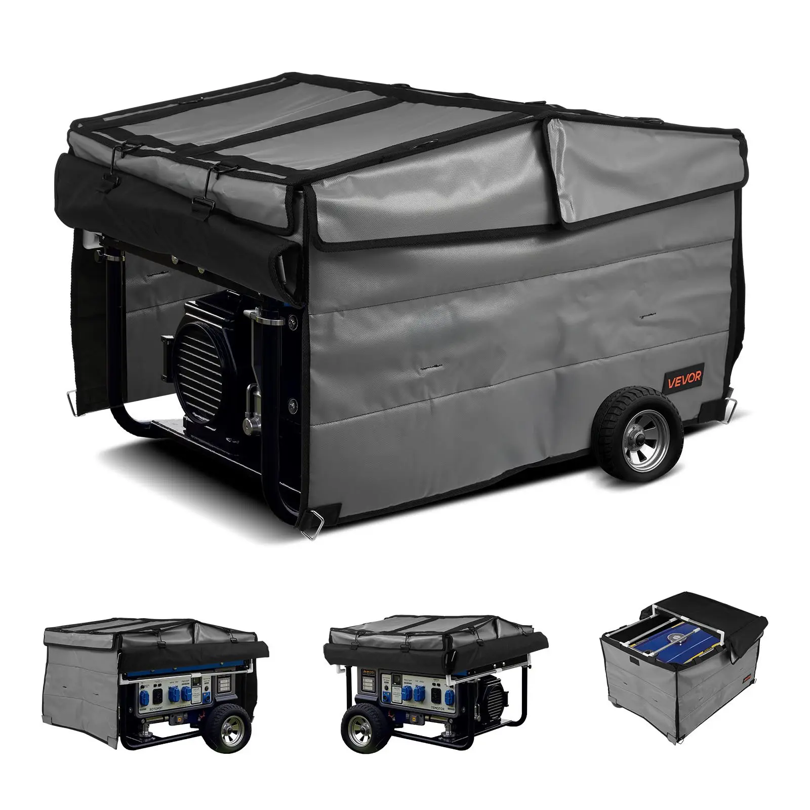 VEVOR Generator Cover, 34x 26x 21 Inch Waterproof Universal Generator Cover for Most Generators 3500-12000 Watt, Portable Generator Running Cover with Heavy Duty Thicken 420D Oxford Fabric, Grey