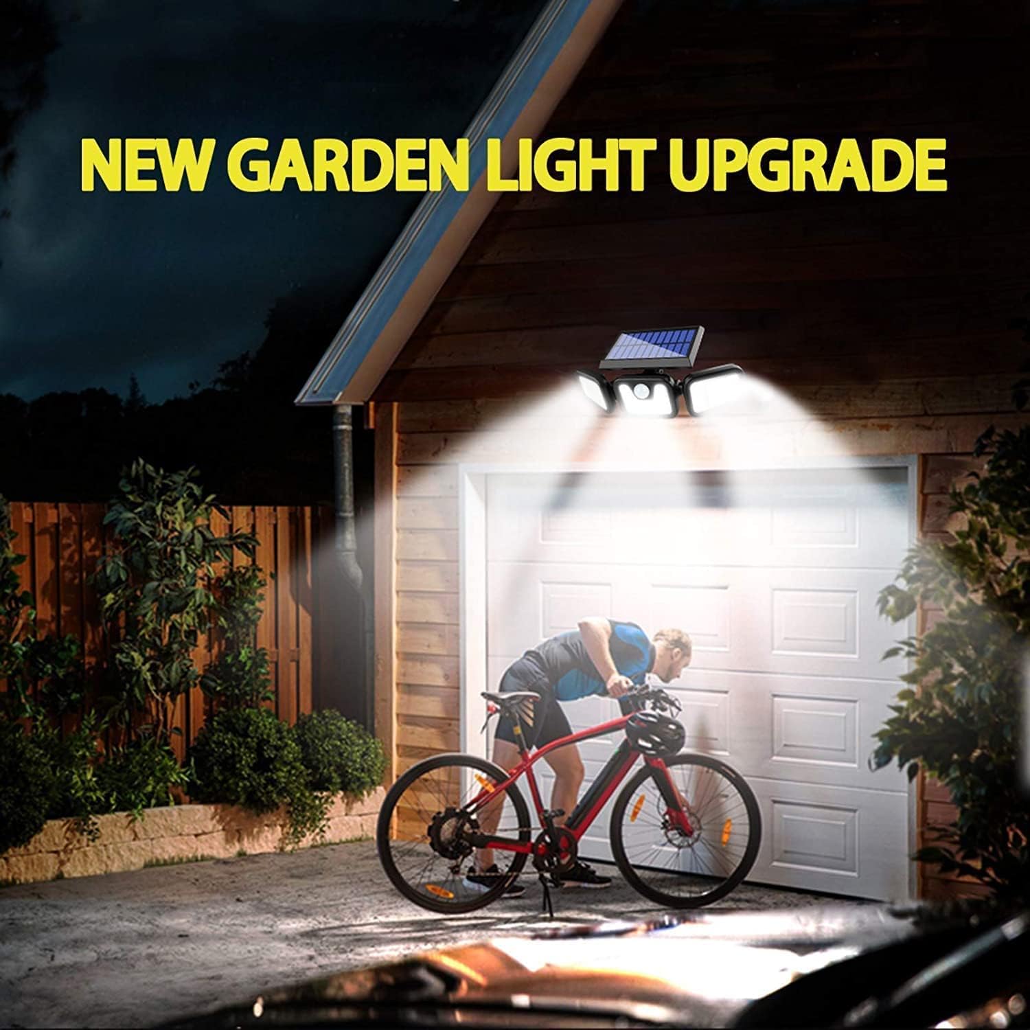 Solar Flood Lights Outdoor, Motion Sensor Lights, 3 Adjustable Heads Security Lights, IP65 Waterproof, with Remote Control 180° Wide Lighting Angle Solar Powered Lights for Patio Yard Garage Entryways Porch,TikTokShopBlackFriday