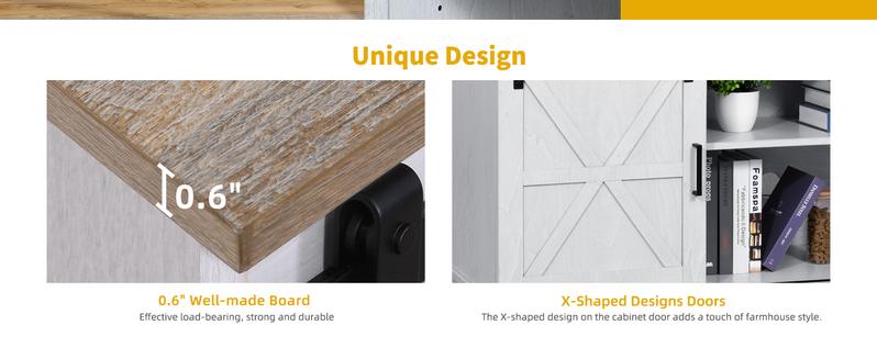 Yitahome TV Stand for TVs up to 65 Inch, Farmhouse TV Media Console with Storage Cabinet, Sliding Barn Door and Adjustable Shelf, Modern Entertainment Center TV Table for Living Room