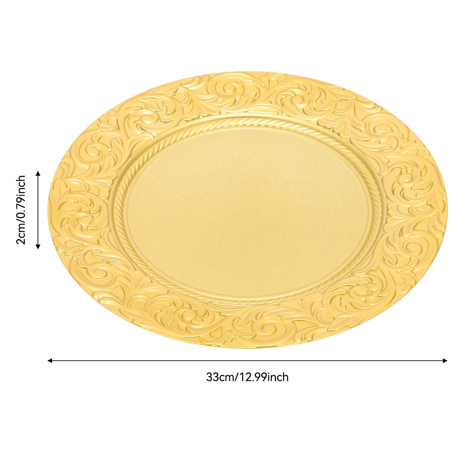100 Pcs Gold/Sliver/Green/Black Charger Plates Set 13 Inch Round Plastic Serving Trays Reusable for Wedding Banquet Party Decorations