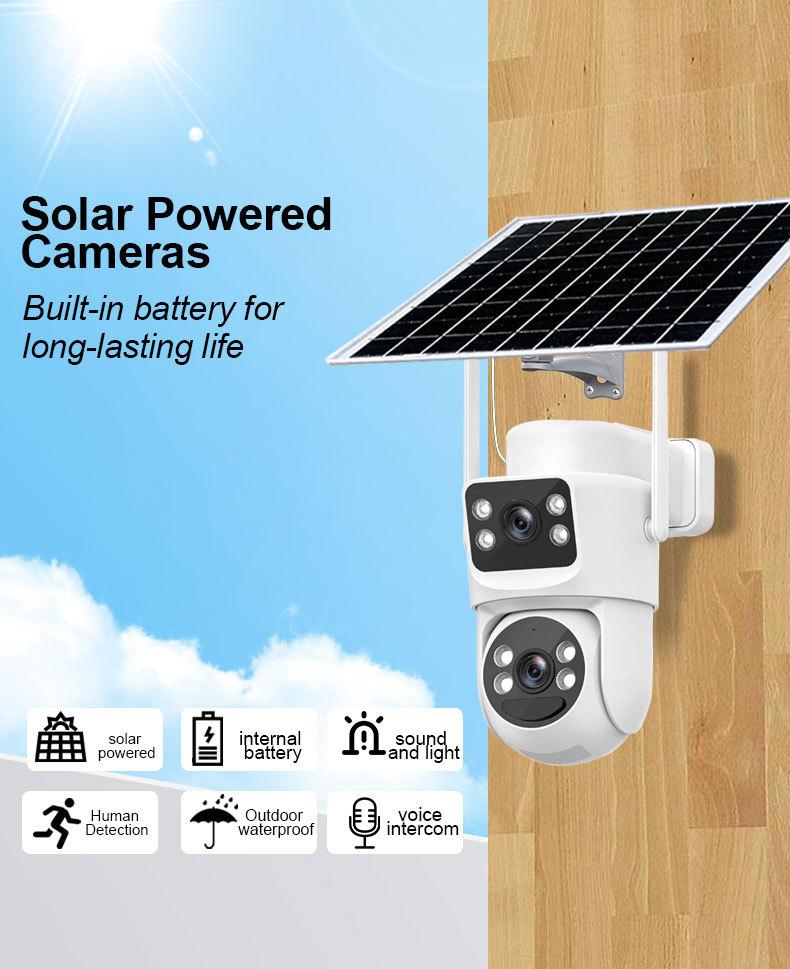 WiFi Solar Surveillance Camera 4K Ultra-Clear Dual-Lens Wireless Camera 8MP Network Remote WiFi Monitor