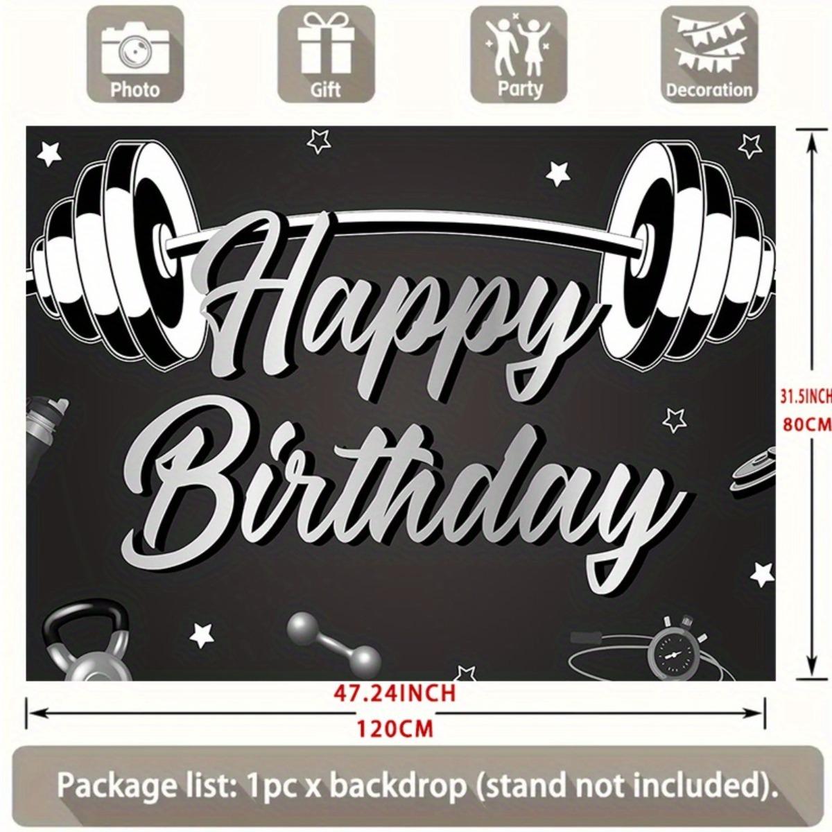Gym Fitness Happy Birthday Weightlifting 2D Flat Banner Backdrops For Photoshoot