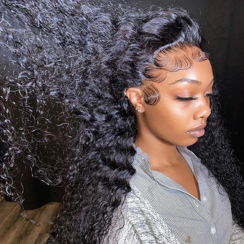 Bling Hair 100% Real Hair Wigs 13x6 Lace Frontal Wig Deep Wave Cheap Wigs 180% Density Natural Color For Women On Sale Clearance