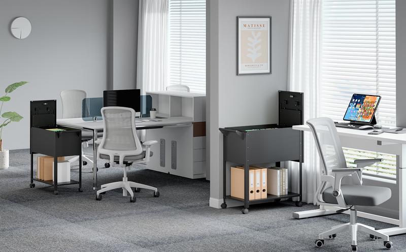 Yizosh Metal Rolling File Storage Cart with Wheels, Mobile File Cabinet with Lock, Filing Cabinet Organizer for Legal/A4 (Black) Sliding Drawers