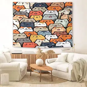 1 Cute Cartoon Cat-Print Tapestry a Fun Pink Cat-Themed Wall Hanging, Perfect for Bedrooms, Living Rooms, and Dorm Rooms a Stylish Wall Decoration and Must-Have Home Decor Item for Cat Lovers