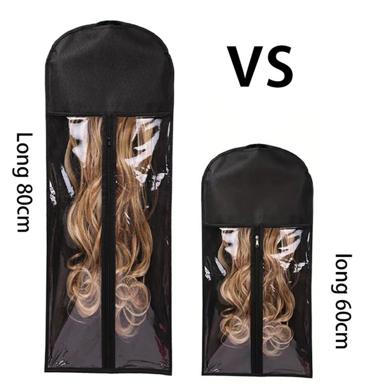 Extra Long Wig Storage Bag With Hook Wig Storage Hanger Zipper Transparent Dustproof Wig Storage Bag, Hair Extension Holder Wig Bag Wig Storage For Multiple Wigs Holder Hair Extension Hanger Wig Tool Wigs Accessories For Salon & Home Use Wigs & Acces