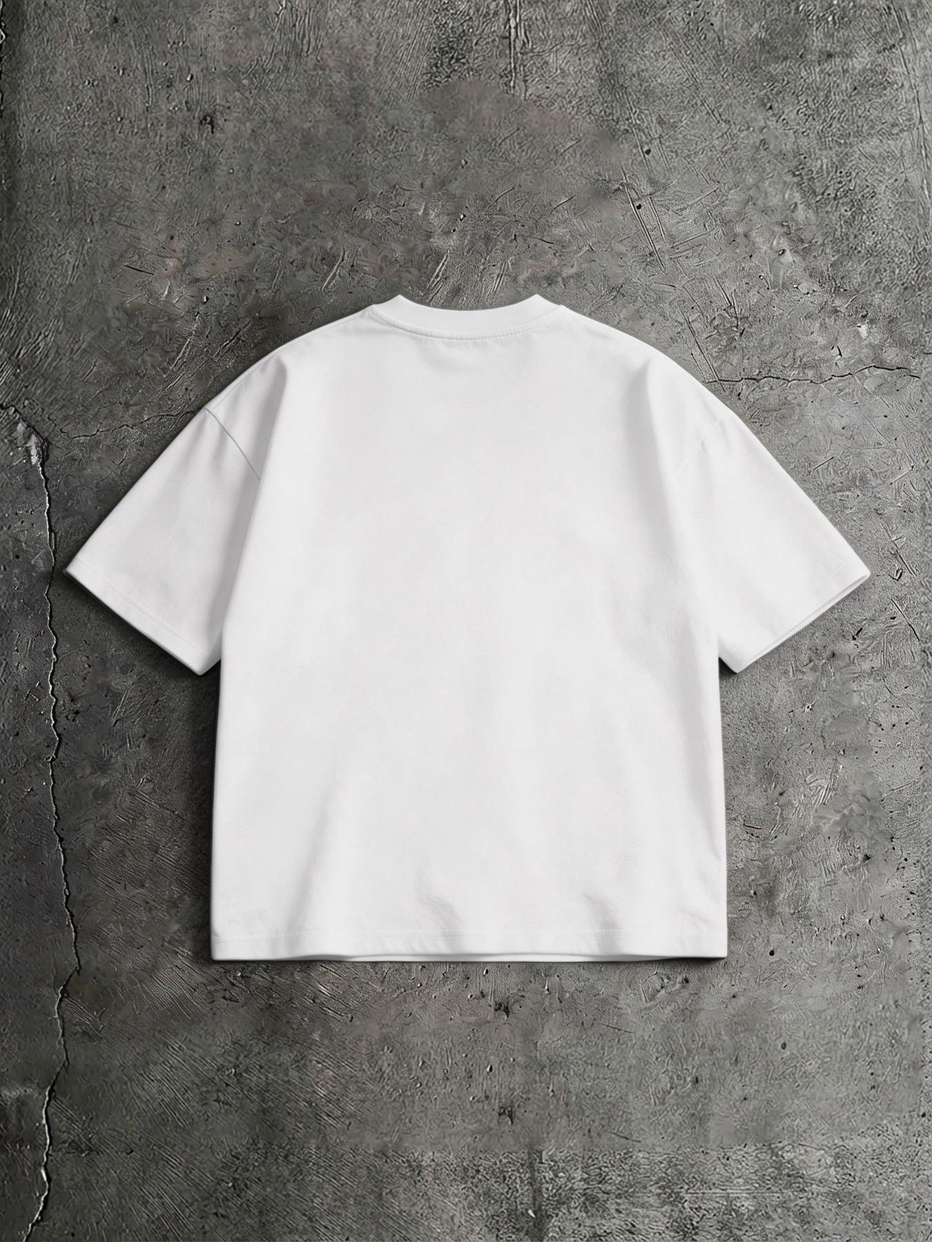 American High Street Brutalism Building T-Shirt for Men, Loose Fit Oversize Short Sleeve, Minimalist Industrial Style Top